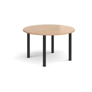 Image of Circular Black radial leg meeting table 1200mm - beech