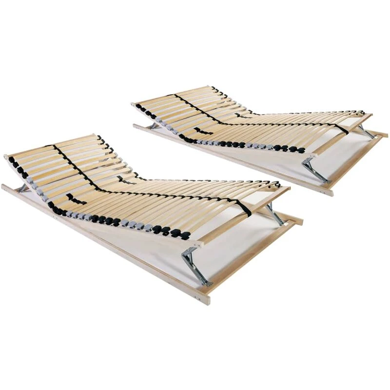 Image of VIDAXL Slatted Bed Bases without Mattress 2 pcs with 28 Slats 90x200cm Vidaxl 3051429