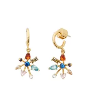 Image of kate spade new york Mixed Cubic Zirconia Firework Flower Charm Huggie Hoop Earrings in Gold Tone
