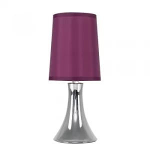 Image of Small Trumpet Touch Table Lamp in Chrome with Purple Shade