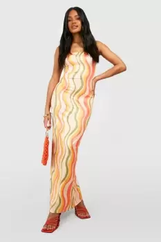 Image of Wave Print Bandeau Maxi Dress