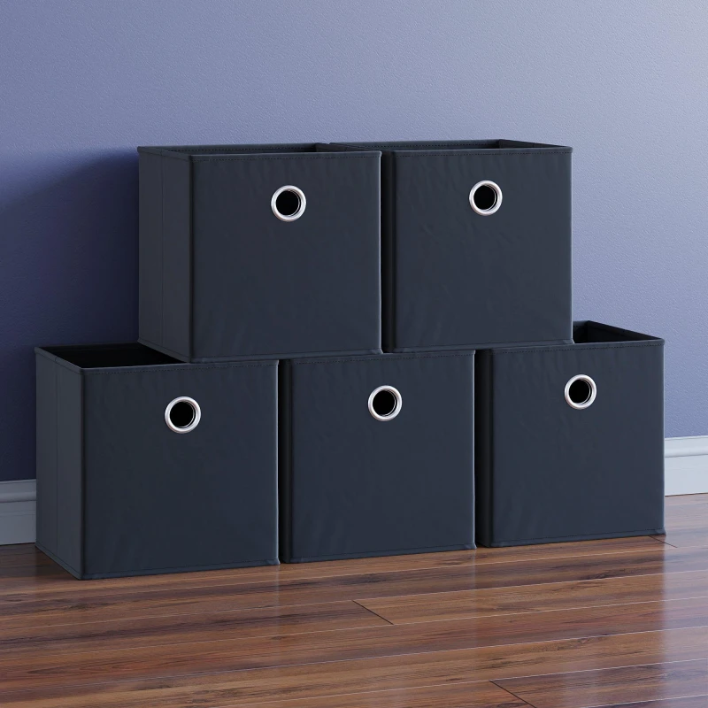 Image of Lassic Vida Designs Durham Cube Storage Basket Set of 5 Black unisex Set of 5