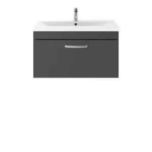 Image of Nuie Athena 800 Wall Hung Single Drawer Vanity & Mid-edge Basin - Gloss Grey