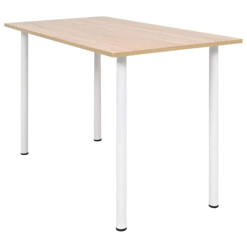 Image of vidaXL Dining Table 120x60x73cm Oak and White Home Kitchen Dinner Furniture