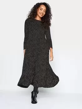 Image of M&Co Petite Petite Black And Pink Spot Dress, Black, Size 10, Women