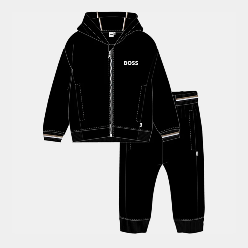Image of Boss Kids Fleece Tracksuit Black 09B male 9 Mnth