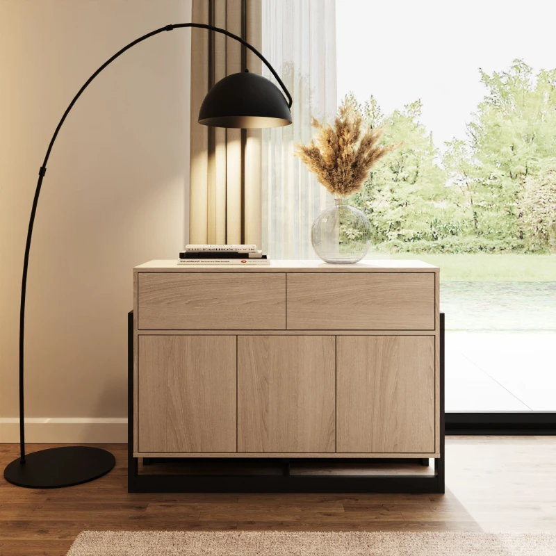 Image of GFW Taite Oak 3 Door 2 Drawer Sideboard