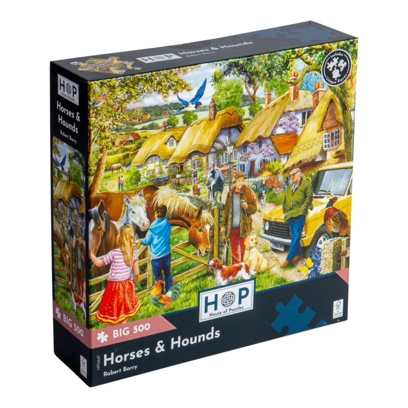 Image of The House Of Puzzles Horses & Hounds, BIG 500 Piece Jigsaw Puzzle Multi unisex