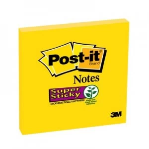 Image of Post-it Yellow Super Sticky Notes 76x76mm 654-S6 PK6