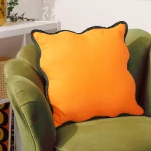 Image of Wiggle Velvet Reversible Cushion Orange/Green