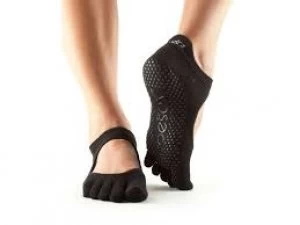 Image of Toesox Bellarina Full Toe Non Slip Socks Black Small 3.5-5;5