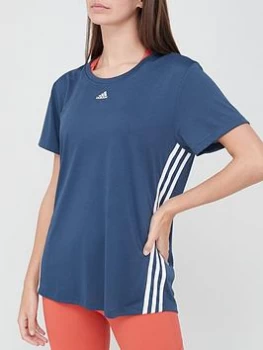 Image of adidas 3 Stripe T-Shirt - Navy, Size 2Xs, Women