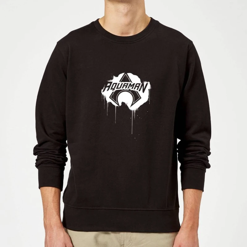 Image of Justice League Graffiti Aquaman Sweatshirt - Black - M