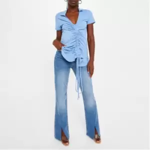 Image of Missguided Collared Maternity Ruched Front Top 2 Pack - Multi