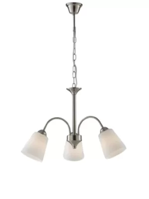Image of 3 Light Multi Arm Pendant Ceiling Light Nickel Glass Shades 55.5x37.9cm