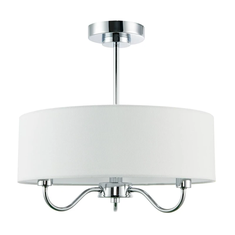 Image of Happy Homewares Traditional Chandelier Semi Flush Ceiling Light with Linen Shade in Silver Silver Unisex