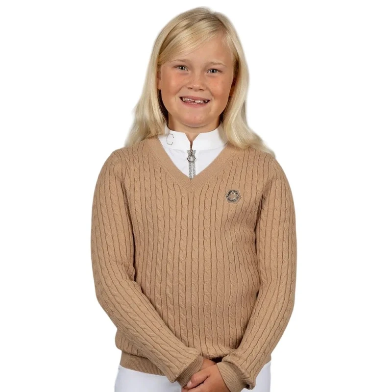 Image of Coldstream Next Generation Clarkston Knitted V Neck Jumper in Light Beige Size: 11-12 Years Light Beige Unisex 11-12 Years
