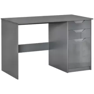 Image of Homcom High Gloss Home Office Computer Desk With Drawers Grey