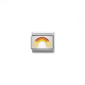 Image of Classic Gold Enamel Rainbow Four-Leaf Clover Link Charm 030272/53