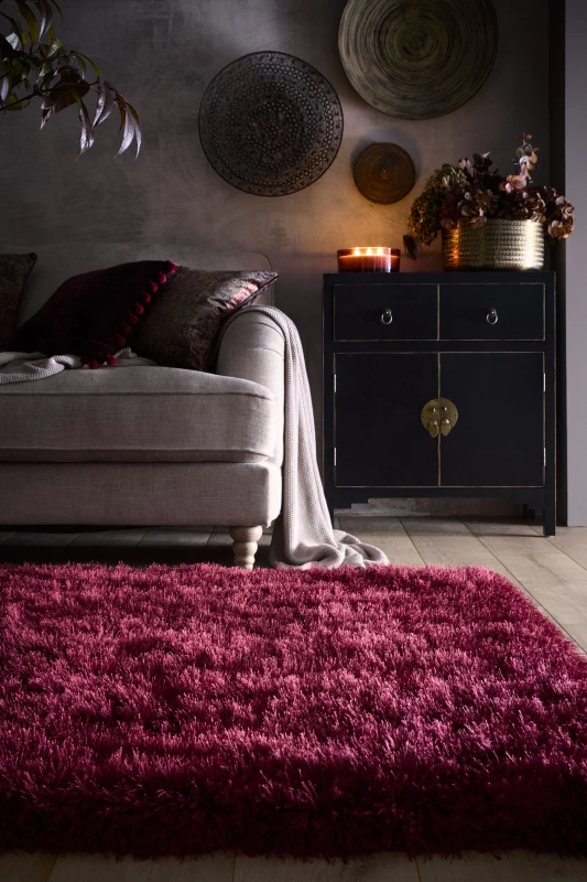 Image of Origins Extravagance Cosy Shaggy Rug Wine 120X170 MN15032