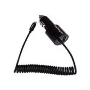 Image of StarTech Dual port Car Charger With Lightning Cable And USB 2.0 Port black