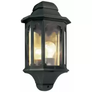 Image of Loops - Outdoor IP44 1 Bulb Half Lantern Wall Light 5 Sided Black LED E27 100W