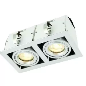 Image of Double Square Adjustable Head Ceiling Spotlight Silver GU10 7W Box Downlight