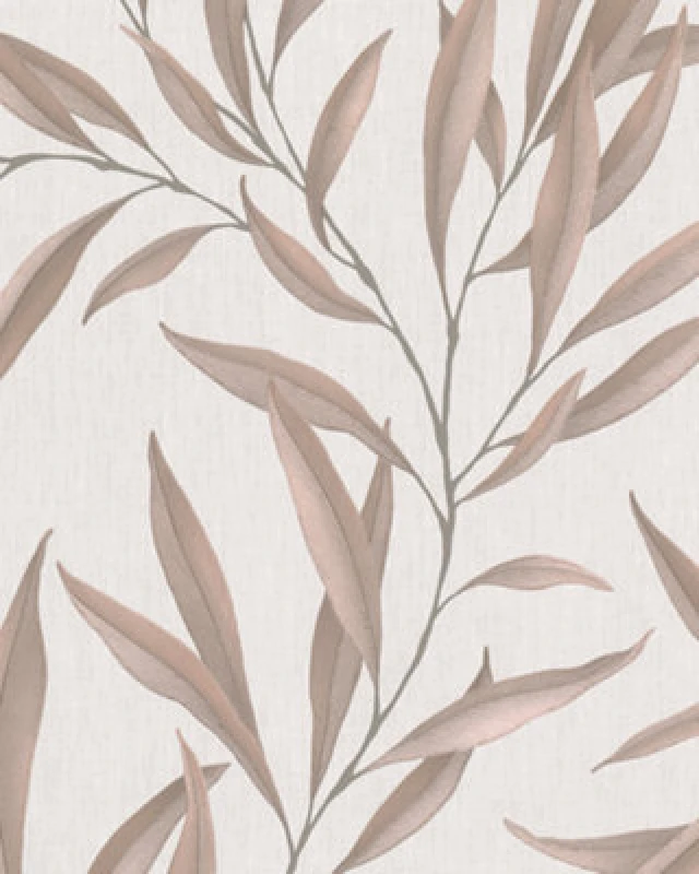Image of Galerie Avalon Off White Copper Large Leaf Trail Embossed Wallpaper