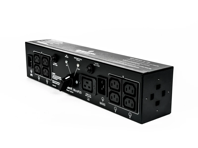 Image of Vertiv Vertiv 2U MicroPod External maintenance Bypass power distribution unit (PDU) 19 AC outlet(s) Black MP2-220K