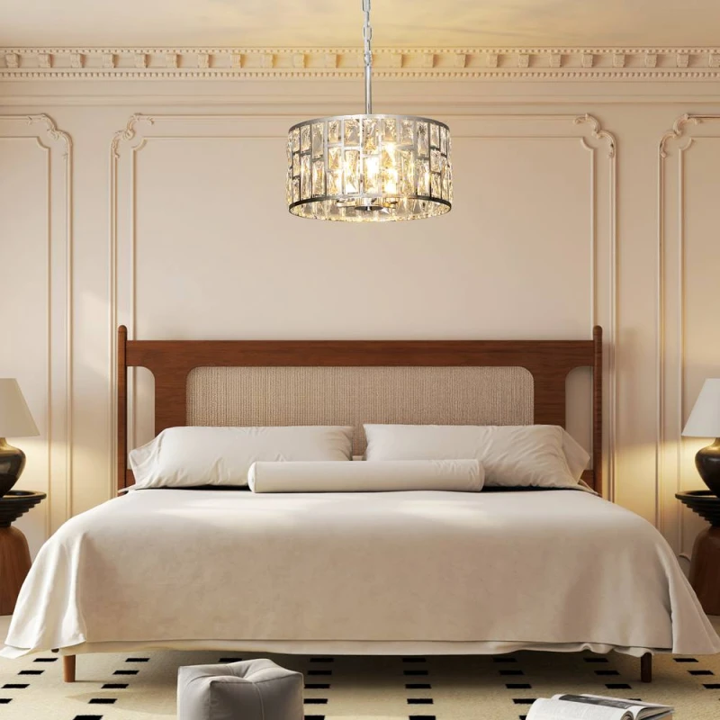 Image of HOMCOM HOMCOM Modern 3-Light Crystal Chandelier, Flush Mount Ceiling Light in Silver Silver One Size Unisex 5063603090415