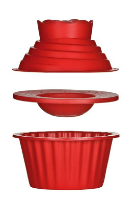 Image of Orsina Functional Design 3Pc Red Giant Cupcake Set, Non-Stick Silicone Bakeware For Jumbo Cupcakes, Durable