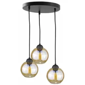 Image of Keter Ambre Cluster Pendant Ceiling Light Black, 30cm, 3x E27