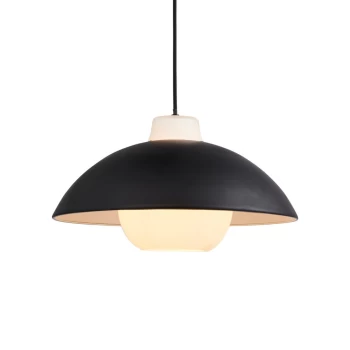 Image of Merano Pendant Ceiling Light Matt Black & Matt White Glass