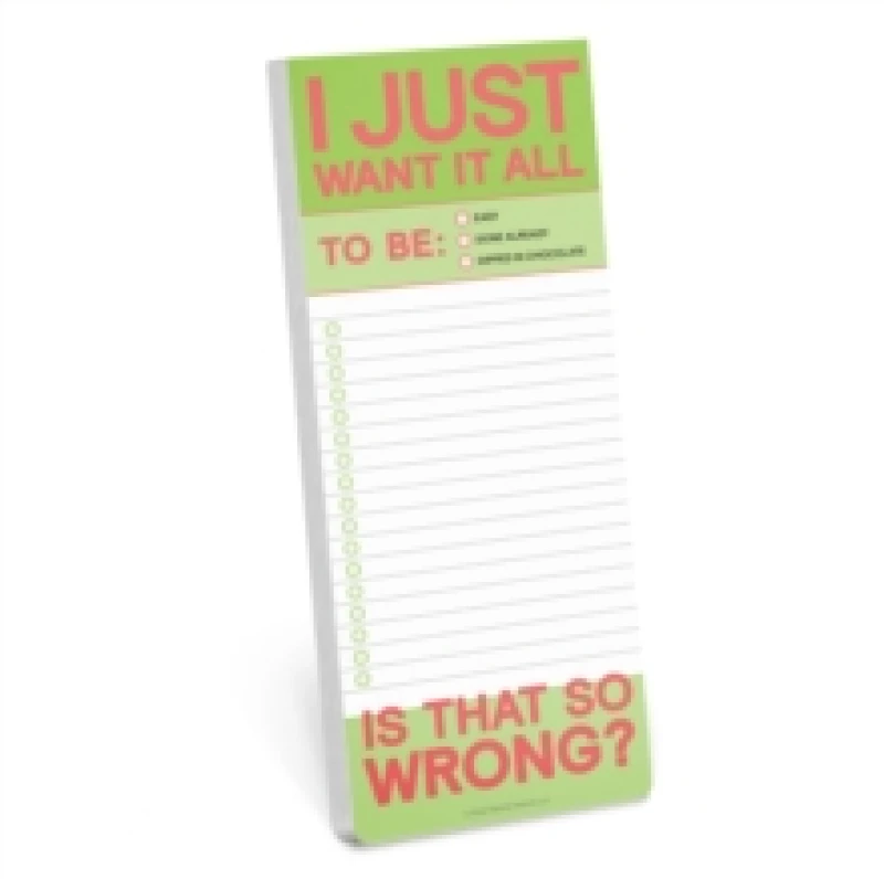 Image of Knock Knock I Just Want It All Make-a-List Pad Other printed item