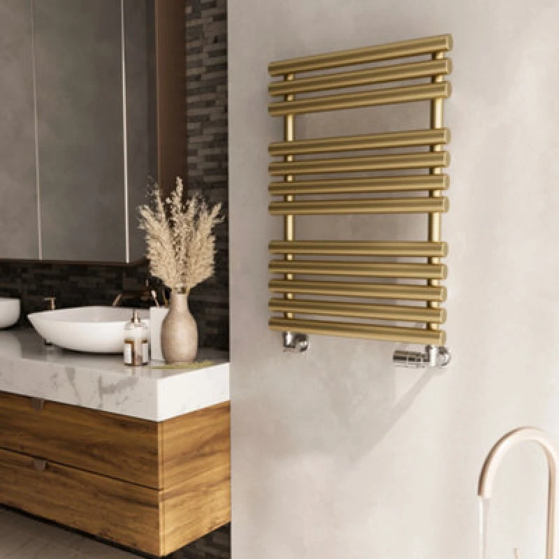 Image of Terma Rolo Brass Effect Electric & Gas Flat Towel Warmer (W)520mm X (H)755mm
