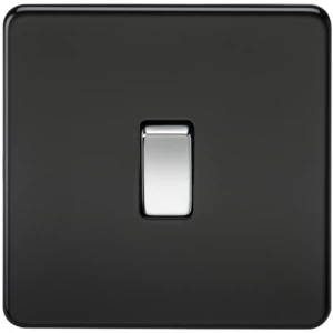 Image of KnightsBridge 10A 1G 230V Screwless Matt Black Intermediate Switch Wall Plate