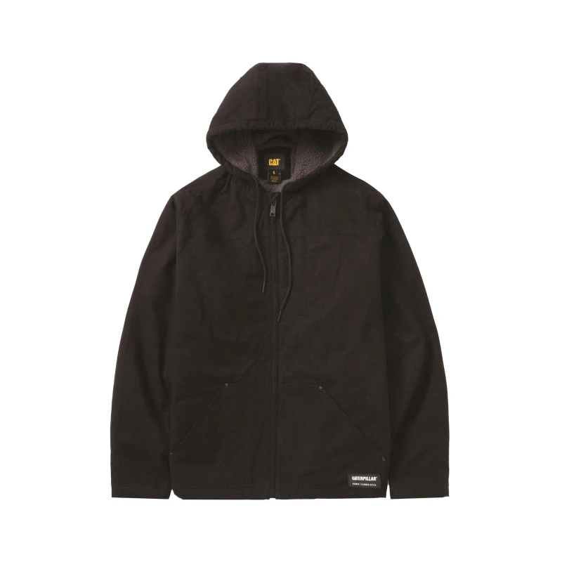 Image of Caterpillar Hooded Sherpa Lined Jacket Black