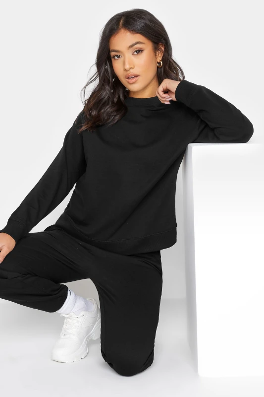 Image of PixieGirl Womens Petite Sweatshirt in Black Size: 12 Black Female 12