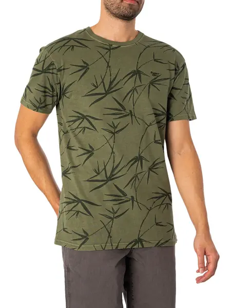 Image of Superdry Vintage Overdye Printed T-Shirt Surplus Goods Olive Green L