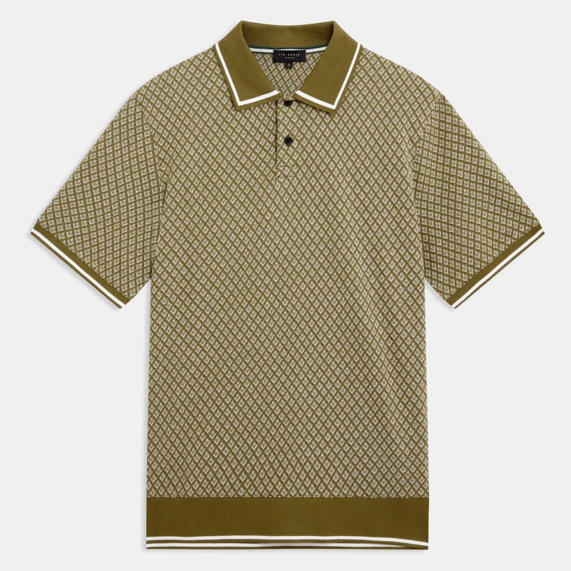 Image of Ted Baker SS Geo Polo Olive male XS (1)