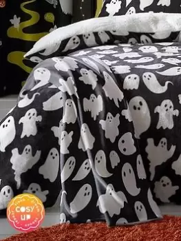 Image of Bedlam Spooky Ghosts Glow In The Dark Halloween Fleece Throw