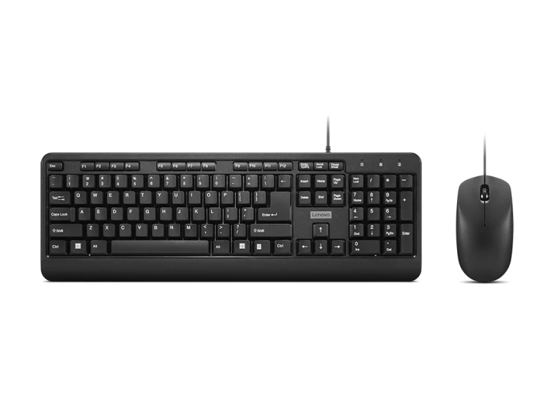 Image of Lenovo 160 keyboard Mouse included Home/Office USB US English Black