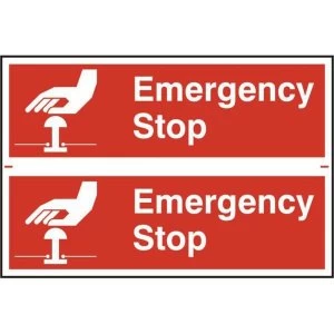 Image of ASEC Emergency Stop 200mm x 300mm PVC Self Adhesive Sign