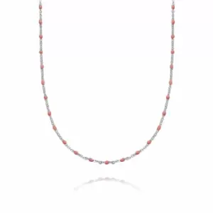 Image of Daisy London 925 Sterling Silver Treasures Pink Beaded Necklace Sterling Silver