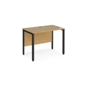 Image of Office Desk 1000mm Rectangular Desk With Bench Leg Oak Tops With Black Frames 600mm Depth Maestro 25