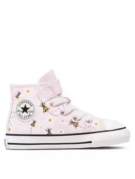 Image of Converse Chuck Taylor All Star Hi Infant Girls 1V Trainers -Pink/White/Black, Pink/White/Black, Size 6