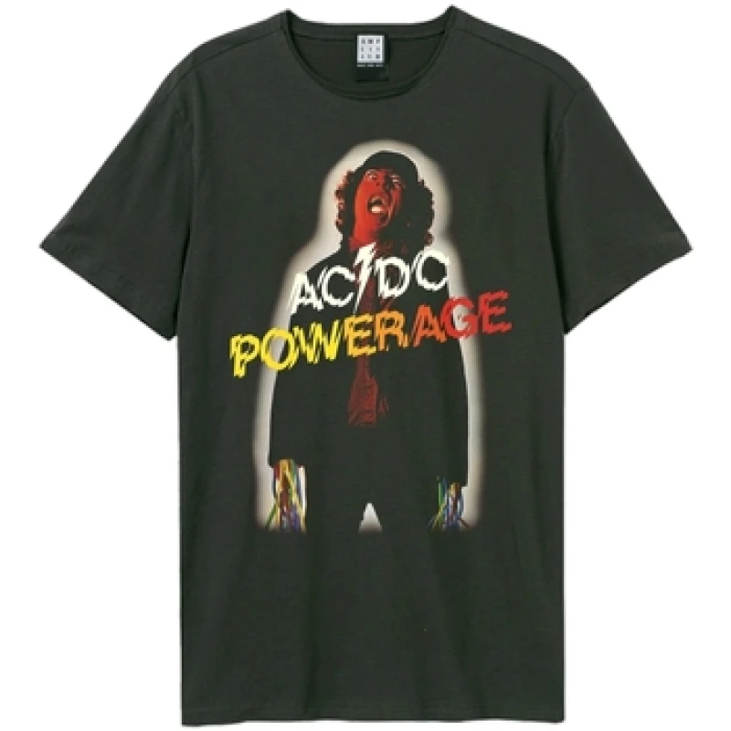 Image of Amplified Amplified Men Powerage AC DC T-Shirt in Charcoal Size: X-Small Charcoal XS Male 5063574715980