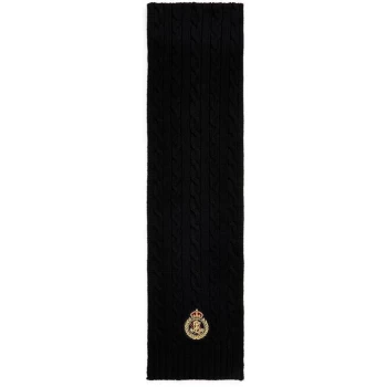 Image of Lauren by Ralph Lauren Lauren Ralph Lauren Crest Knitted Scarf Womens - Black