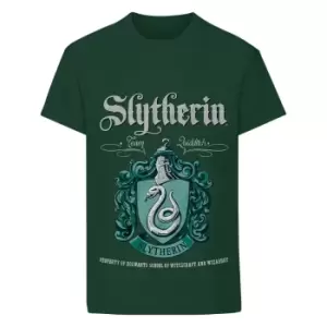 Image of Harry Potter Boys Slytherin Crest T-Shirt (7-8 Years) (Forest Green)