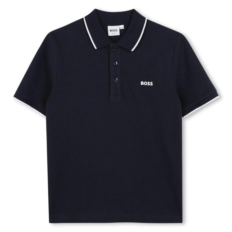 Image of Boss Small Logo Polo Shirt Juniors - Blue Blue 13 - 14 Years